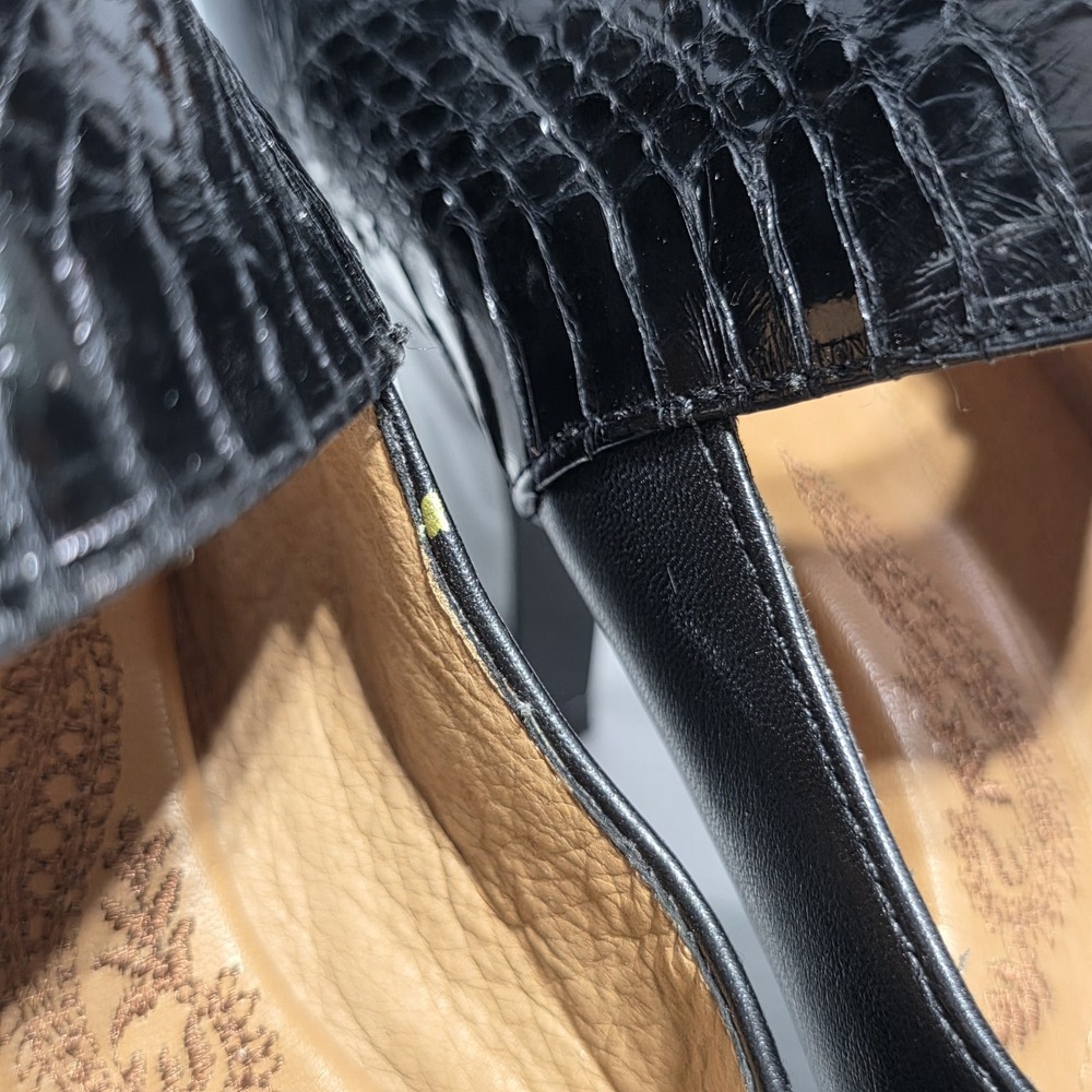 Söfft Women's Black Leather Croc Mary Jane Peep Toe Block Heel, US 7 - Picture 11 of 13